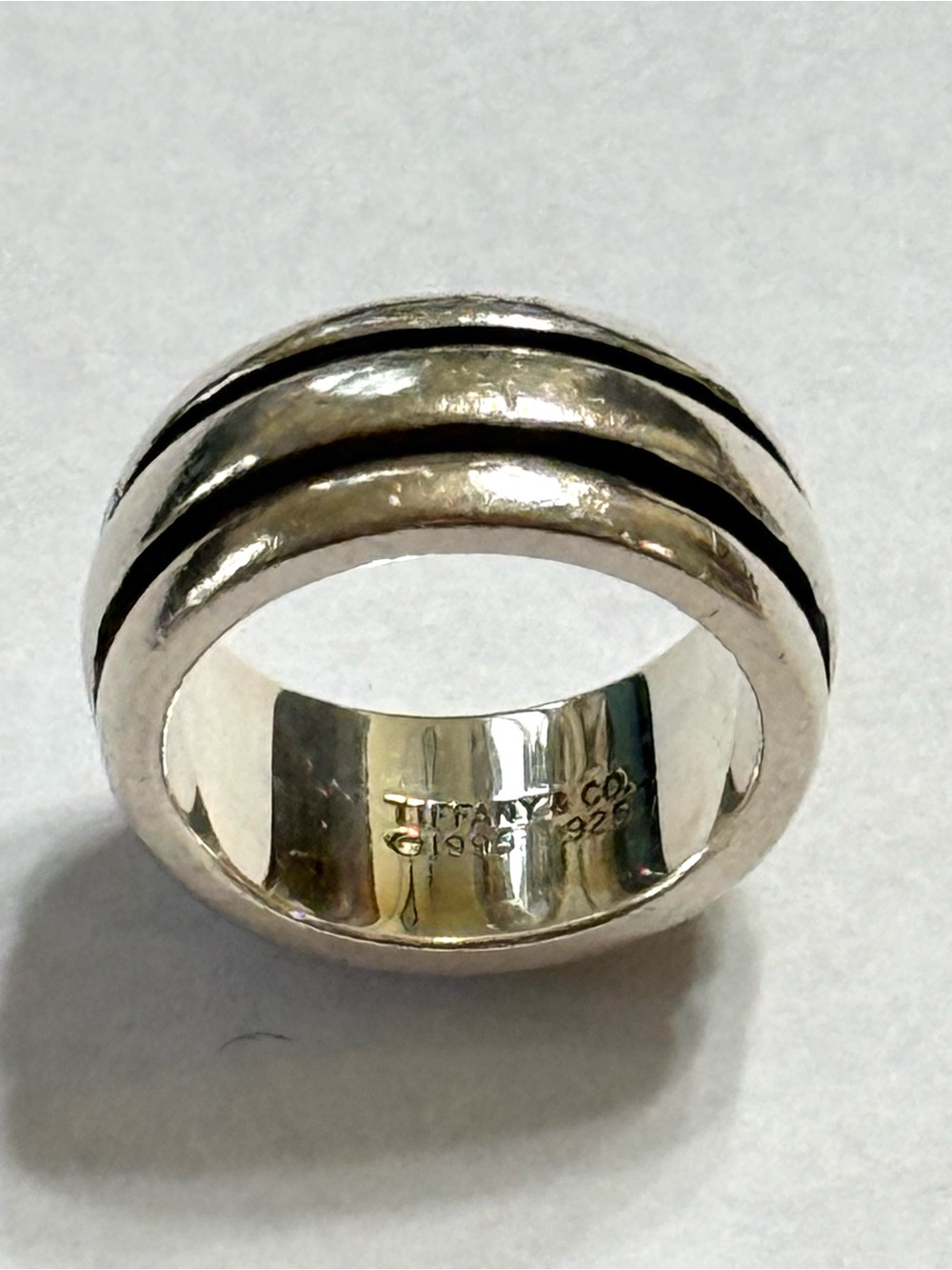 Tiffany & Co. Atlas Groove Sterling Silver Band with Double Grooves Size 6